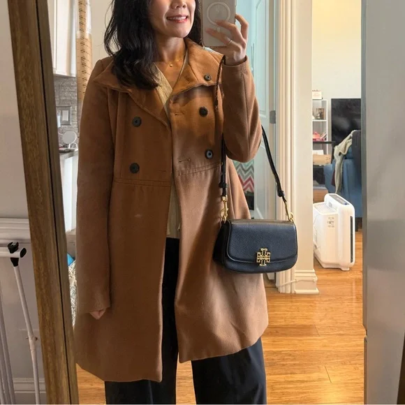 Zara Tan Double-Breasted Pea Coat - Picture 14 of 16